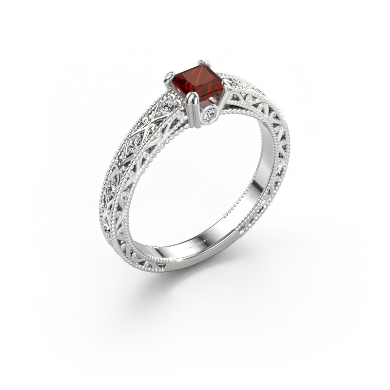 Image of Engagement ring Ardella 585 white gold Garnet 4 mm