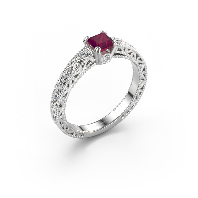 Immagine di Anello di fidanzamento Ardella 585 oro bianco Rodolite 4 mm