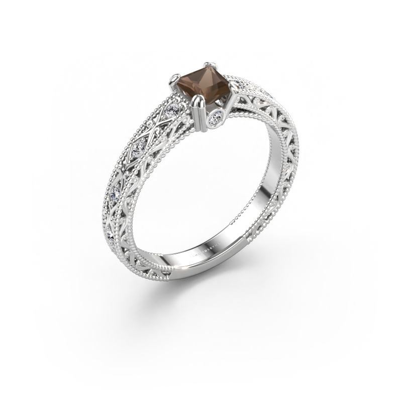 Immagine di Anello di fidanzamento Ardella 585 oro bianco Quarzo fumé 4 mm