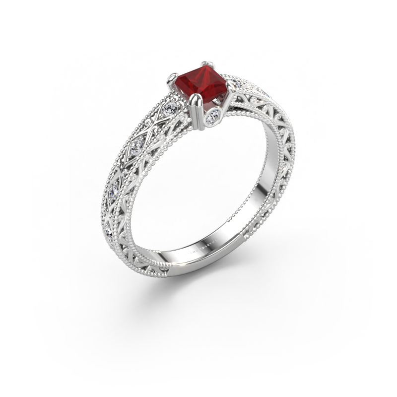 Immagine di Anello di fidanzamento Ardella 585 oro bianco Rubino 4 mm