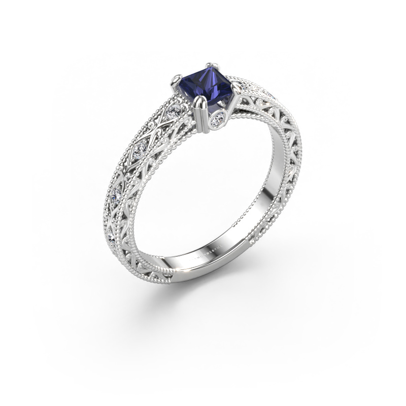 Immagine di Anello di fidanzamento Ardella 585 oro bianco Zaffiro 4 mm