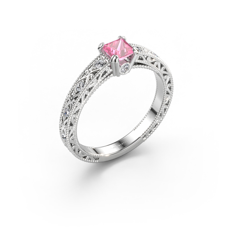 Immagine di Anello di fidanzamento Ardella 585 oro bianco Zaffiro rosa 4 mm