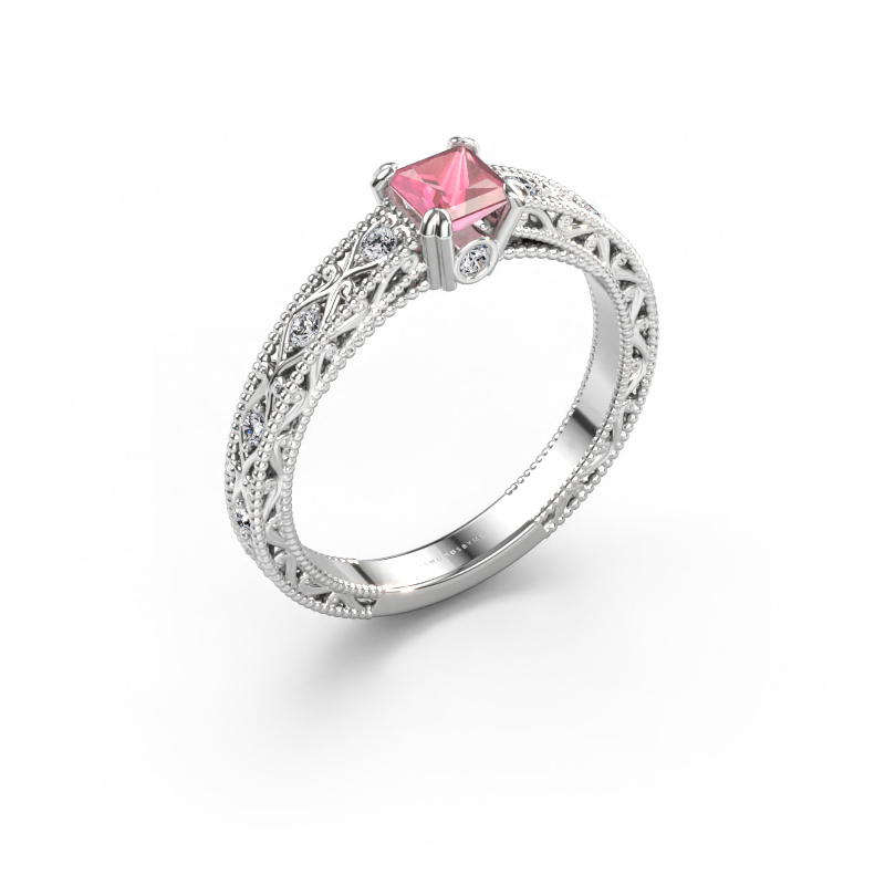 Immagine di Anello di fidanzamento Ardella 585 oro bianco Tormalina rosa 4 mm