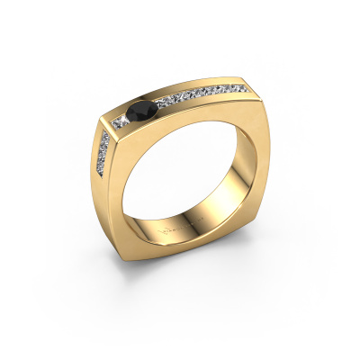 Inwoner koffer Numeriek Rectangular gold black diamonds 0.914 crt Arend men's ring | Design your own