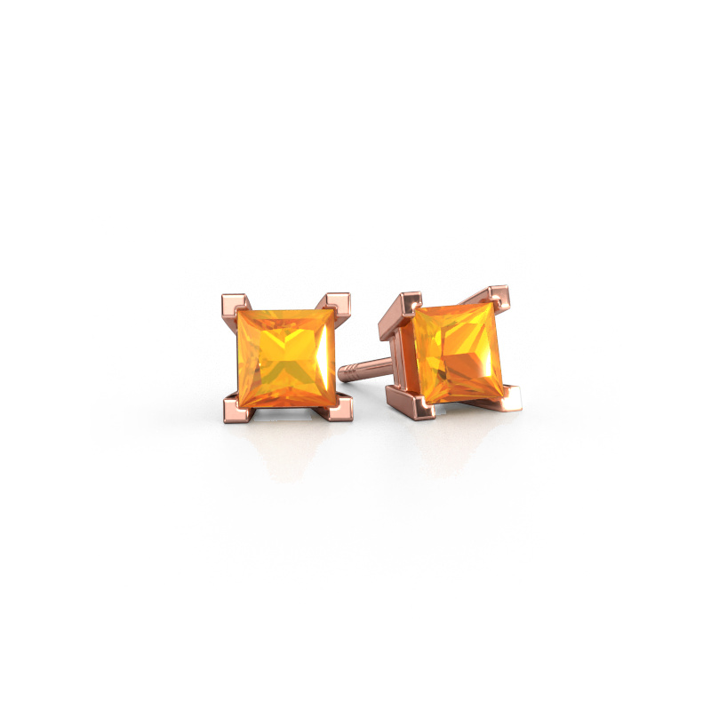 Image of Stud earrings Ariane 585 rose gold Citrin 5 mm
