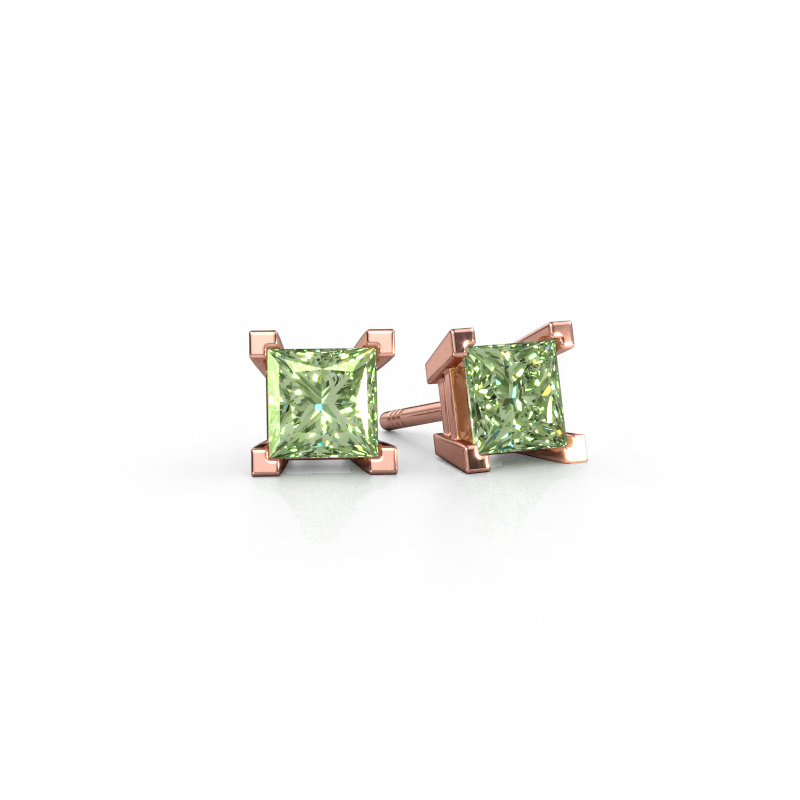 Bild von Ohrsteckers Ariane 585 Roségold Grüner Labor-Diamant 5 mm