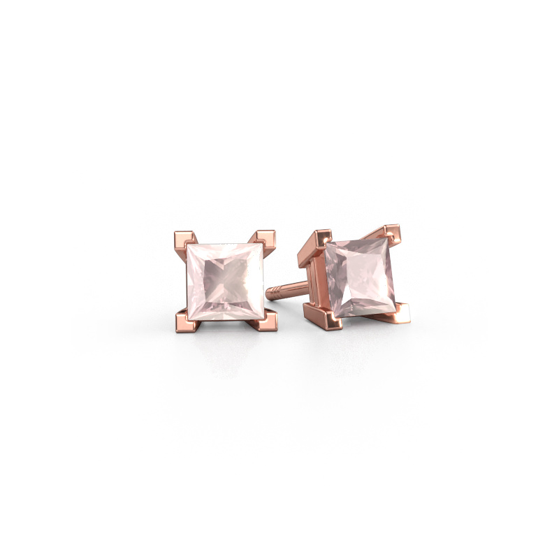 Image of Stud earrings Ariane 585 rose gold Morganite champagne 5 mm