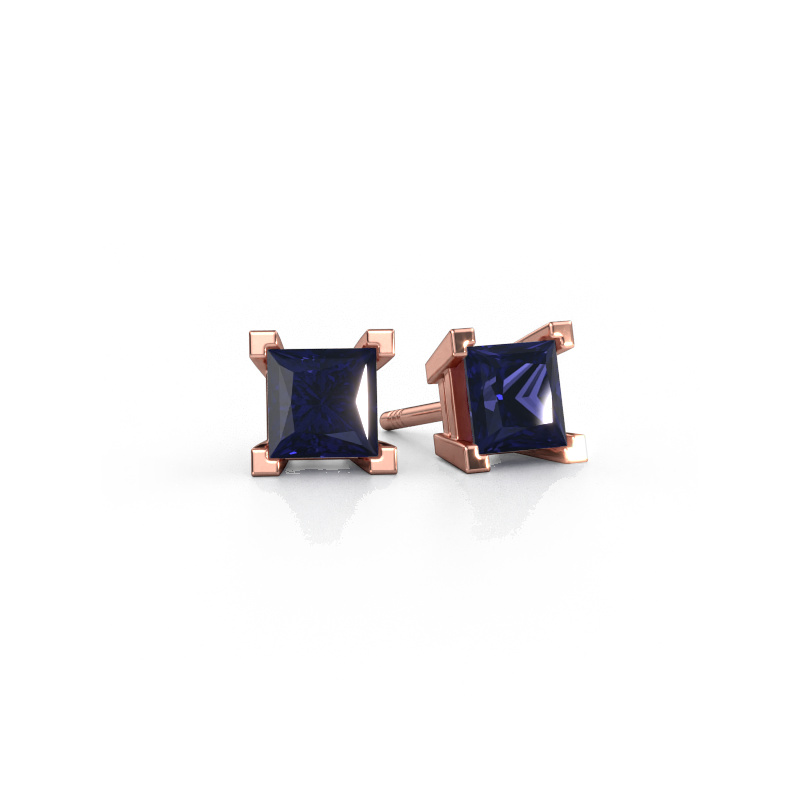 Image of Stud earrings Ariane 585 rose gold Sapphire 5 mm