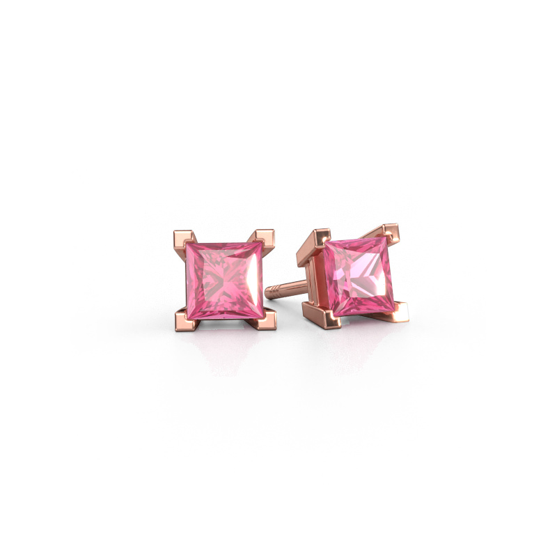 Image of Stud earrings Ariane 585 rose gold Pink sapphire 5 mm