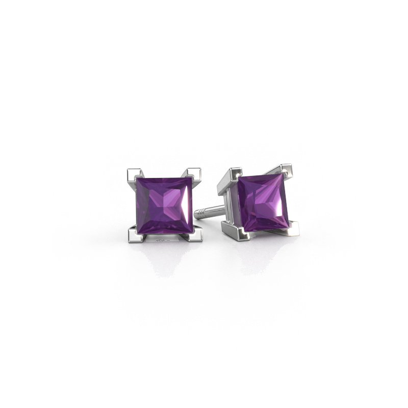 Image of Stud earrings Ariane 950 platinum Amethyst 5 mm