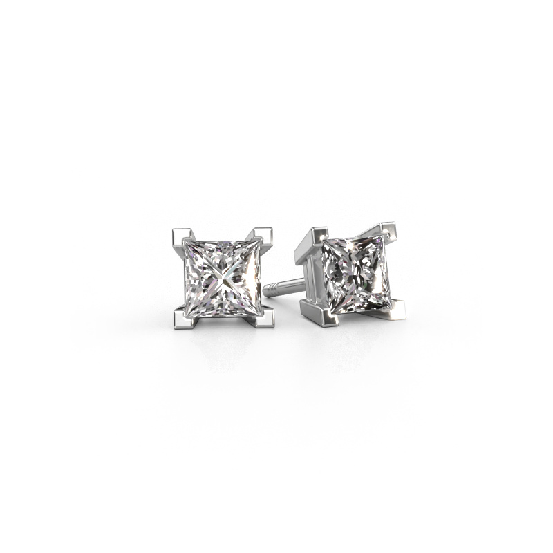 Image of Stud earrings Ariane 585 white gold Zirconia 5 mm