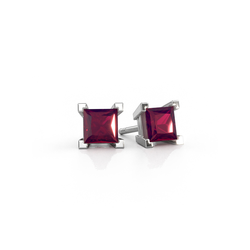 Image of Stud earrings Ariane 950 platinum Rhodolite 5 mm