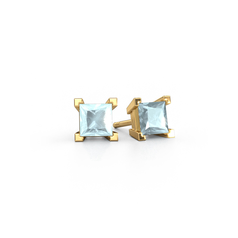 Image of Stud earrings Ariane 585 gold Aquamarine 5 mm
