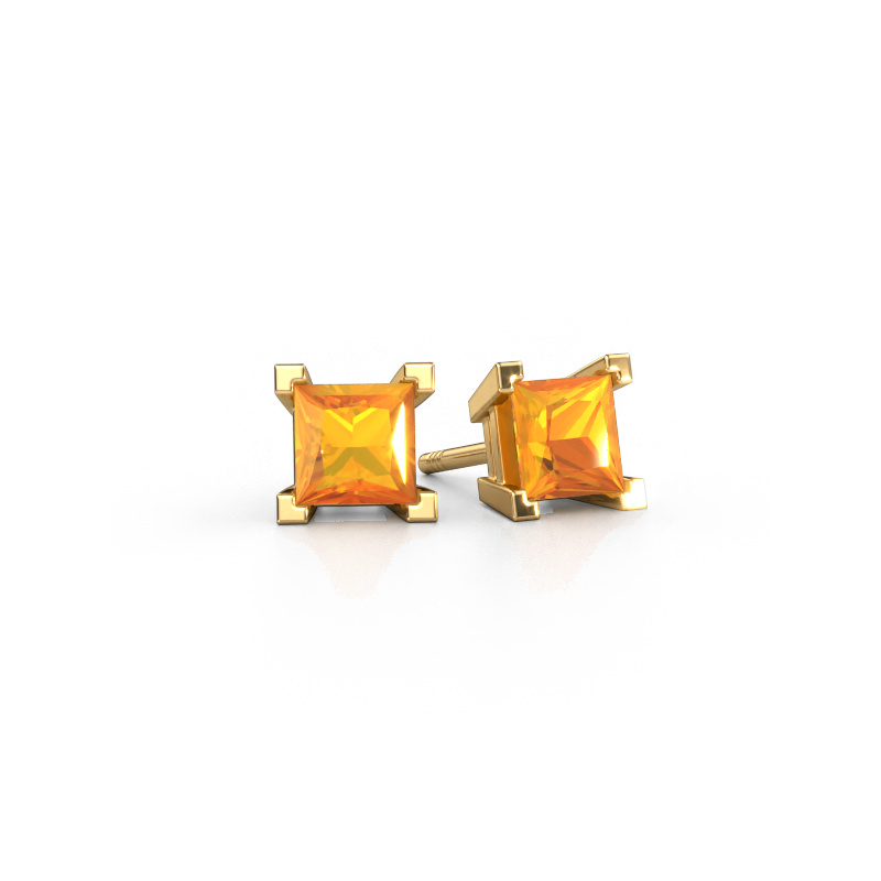 Image de Clous d'oreilles Ariane 585 or jaune Citrine 5 mm