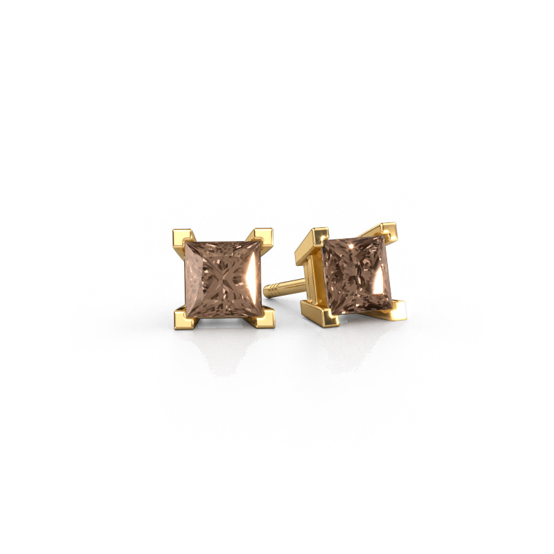 Image of Stud earrings Ariane 585 gold Brown diamond 1.60 crt