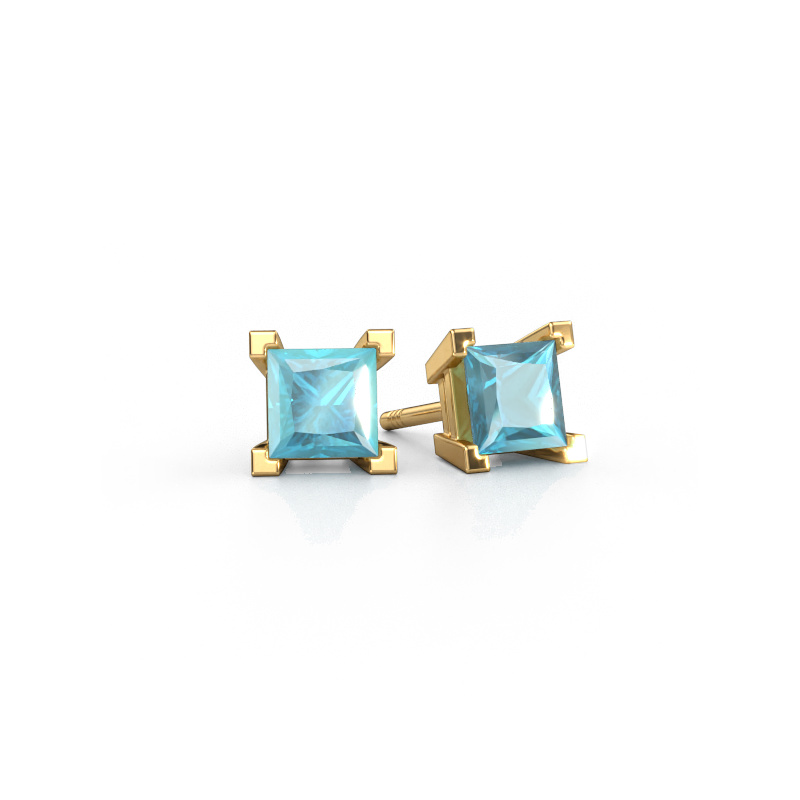 Image of Stud earrings Ariane 585 gold Blue topaz 5 mm