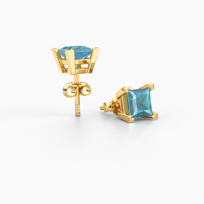 Boucles D'oreilles Solitaires En Topaze Blanche Créée En Labo - Fait Main, Plaqué Argent