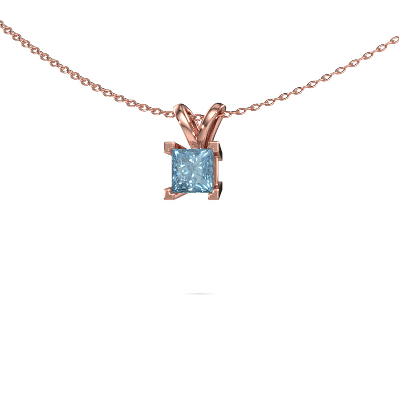 Image of Pendant Ariane 585 rose gold Blue lab grown diamond 5 mm