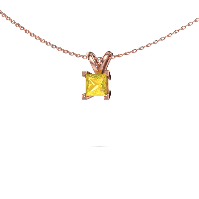Image of Pendant Ariane 585 rose gold Yellow sapphire 5 mm