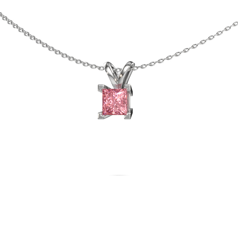 Image of Pendant Ariane 950 platinum Pink lab grown diamond 5 mm