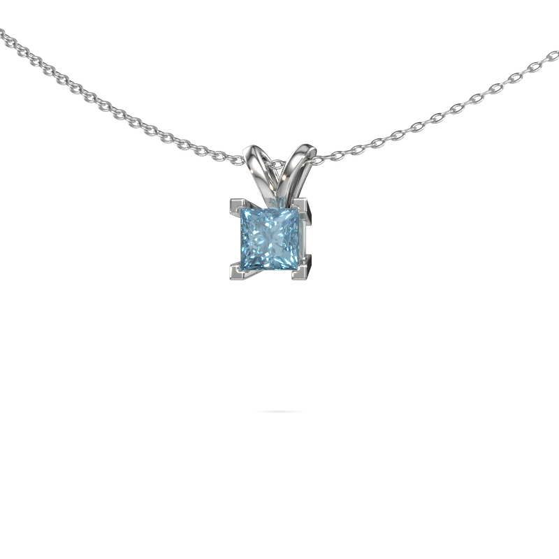 Image of Pendant Ariane 950 platinum Blue lab grown diamond 5 mm