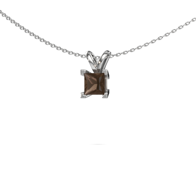 Image of Pendant Ariane 585 white gold Smokey quartz 5 mm