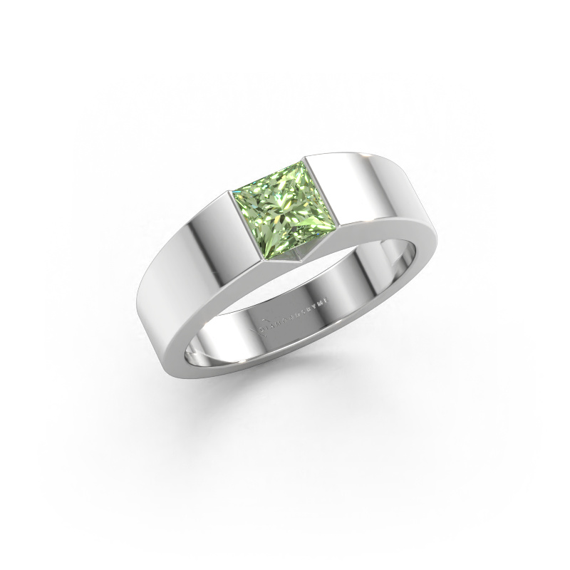 Immagine di Anello di fidanzamento Arlena 1 585 oro bianco Diamante lab grown verde 4 mm