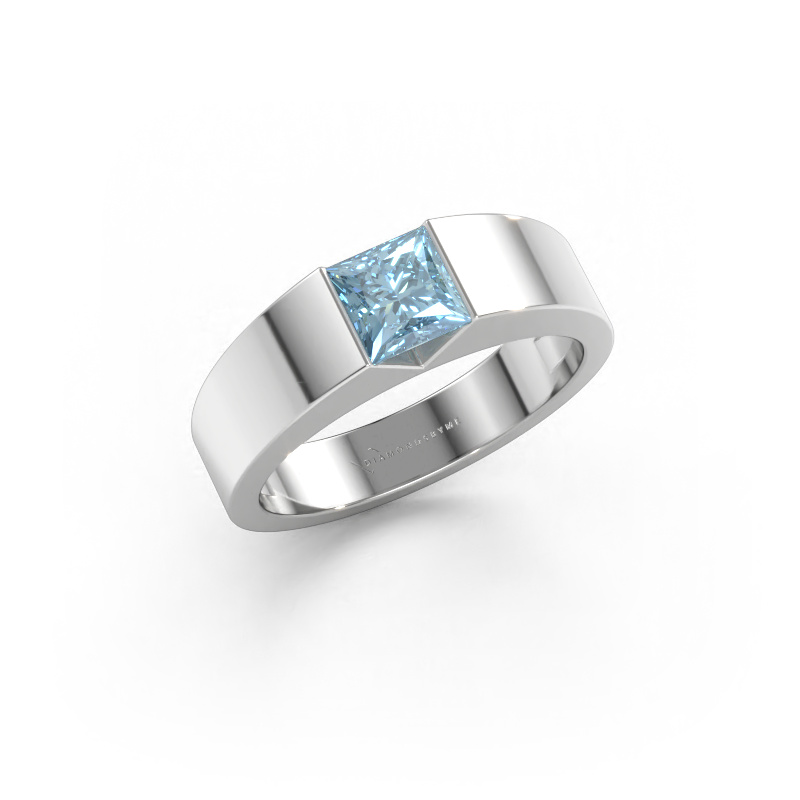 Immagine di Anello di fidanzamento Arlena 1 585 oro bianco Diamante lab grown blu 4 mm