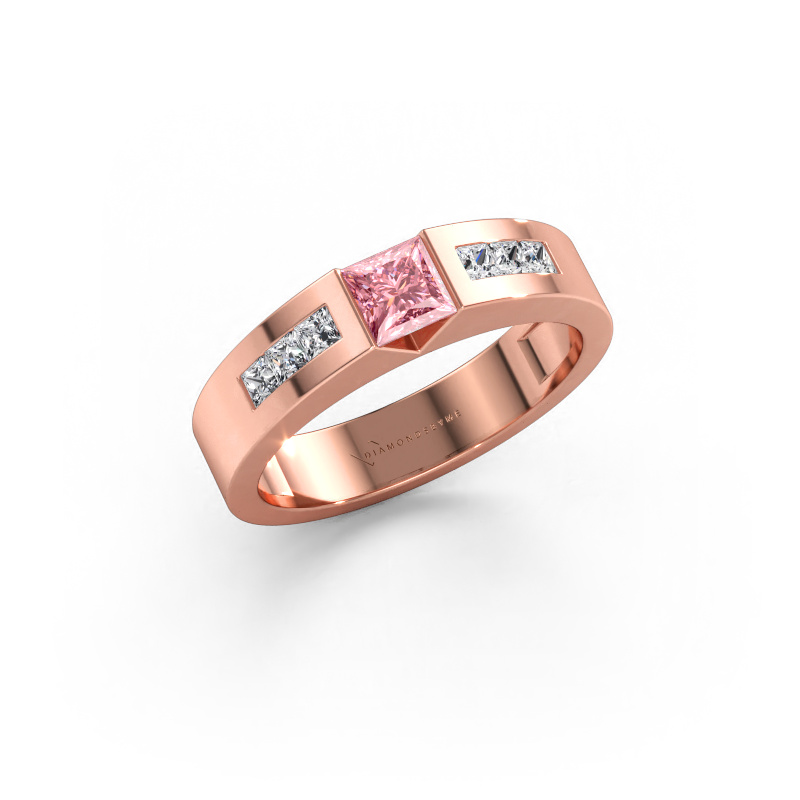 Image of Engagement ring Arlena 2 585 rose gold Pink lab grown diamond 4 mm