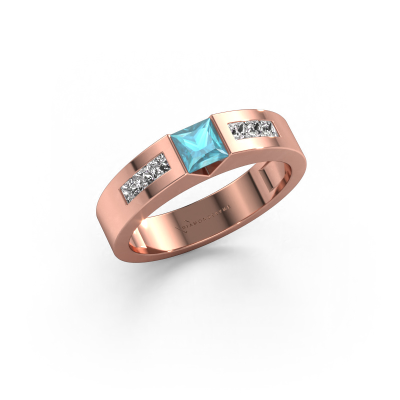 Image of Engagement ring Arlena 2 585 rose gold Blue topaz 4 mm