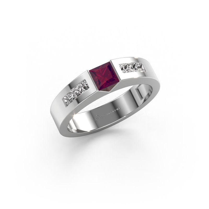 Image of Engagement ring Arlena 2 585 white gold Rhodolite 4 mm