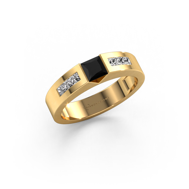 Image de Bague de fiançailles Arlena 2 585 or jaune Diamant noir 0.78 crt