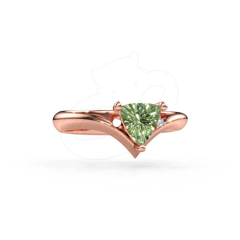 Imagen de Anillo Arlette 585 oro rosa Diamante verde de laboratorio 7 mm