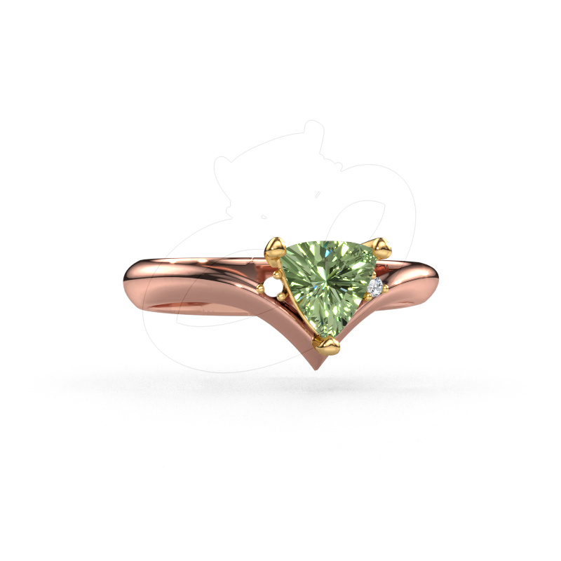 Image of Ring Arlette 585 rose gold Green lab grown diamond 7 mm
