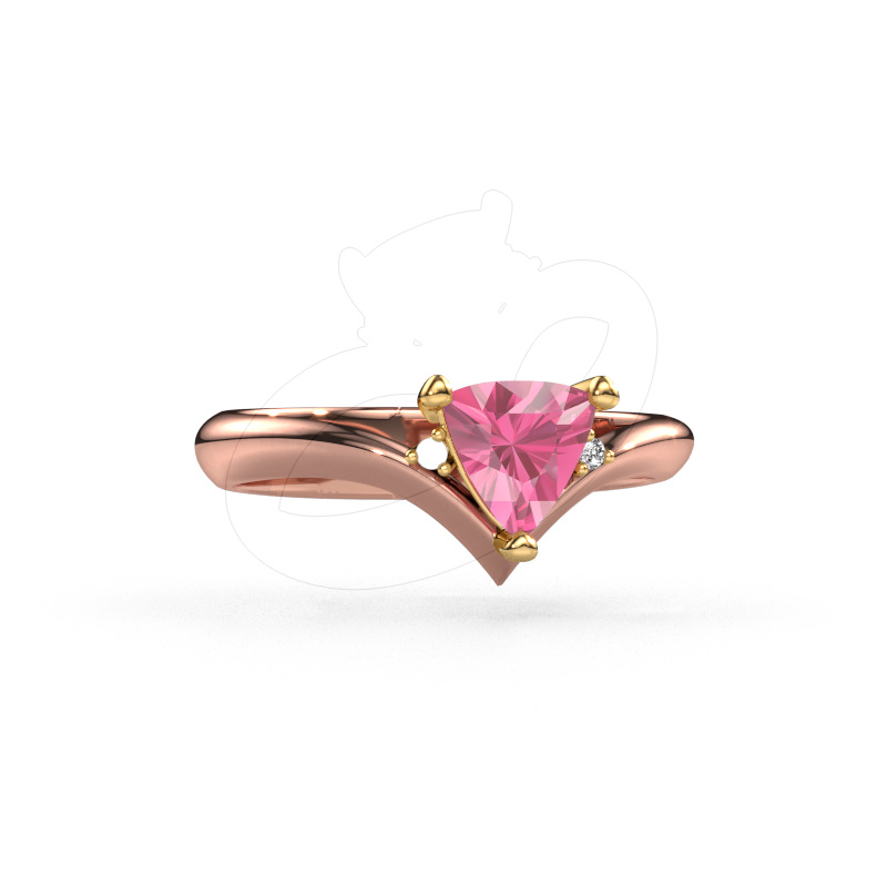 Image de Bague Arlette 585 or rose Saphir rose 7 mm