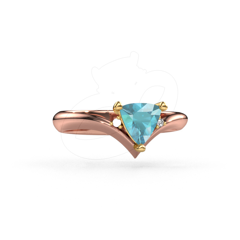 Image of Ring Arlette 585 rose gold Blue topaz 7 mm