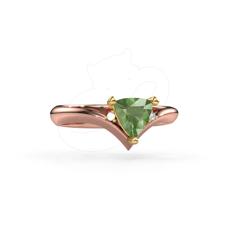 Image of Ring Arlette 585 rose gold Tourmaline green 7 mm