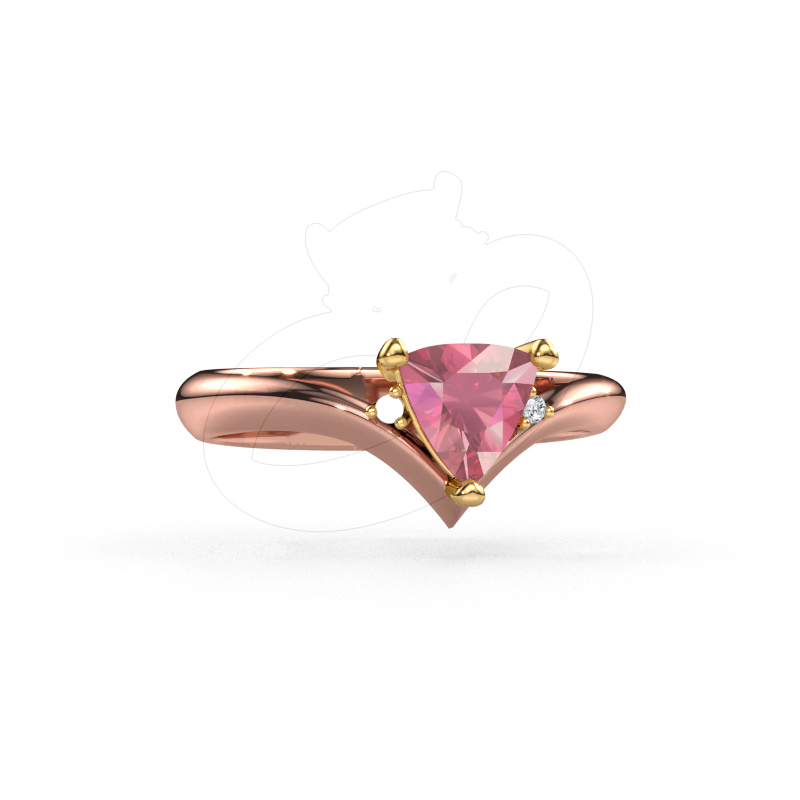 Image de Bague Arlette 585 or rose Rose tourmaline 7 mm