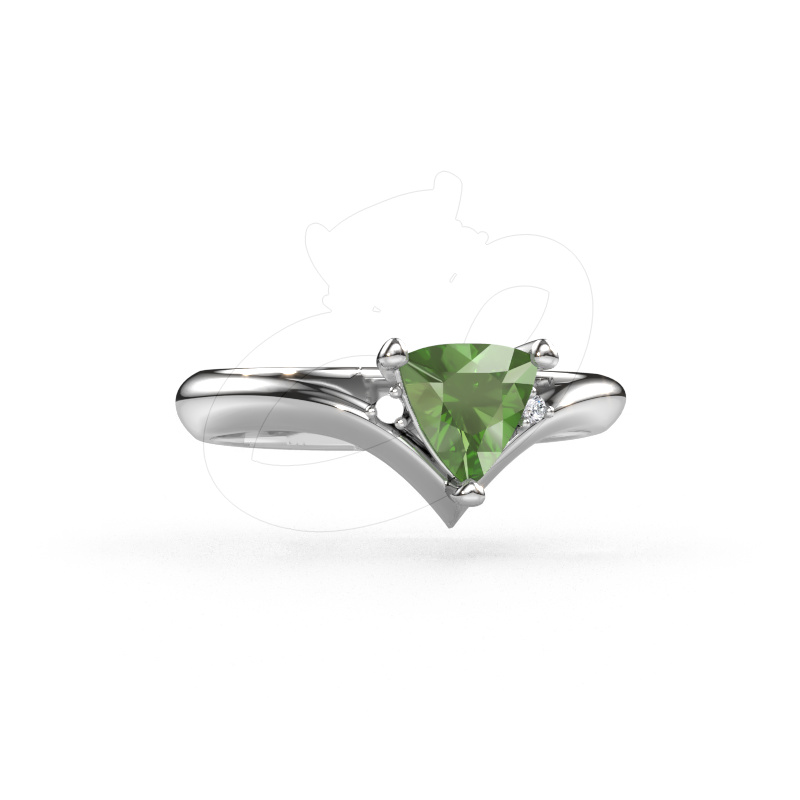 Image of Ring Arlette 950 platinum Tourmaline green 7 mm