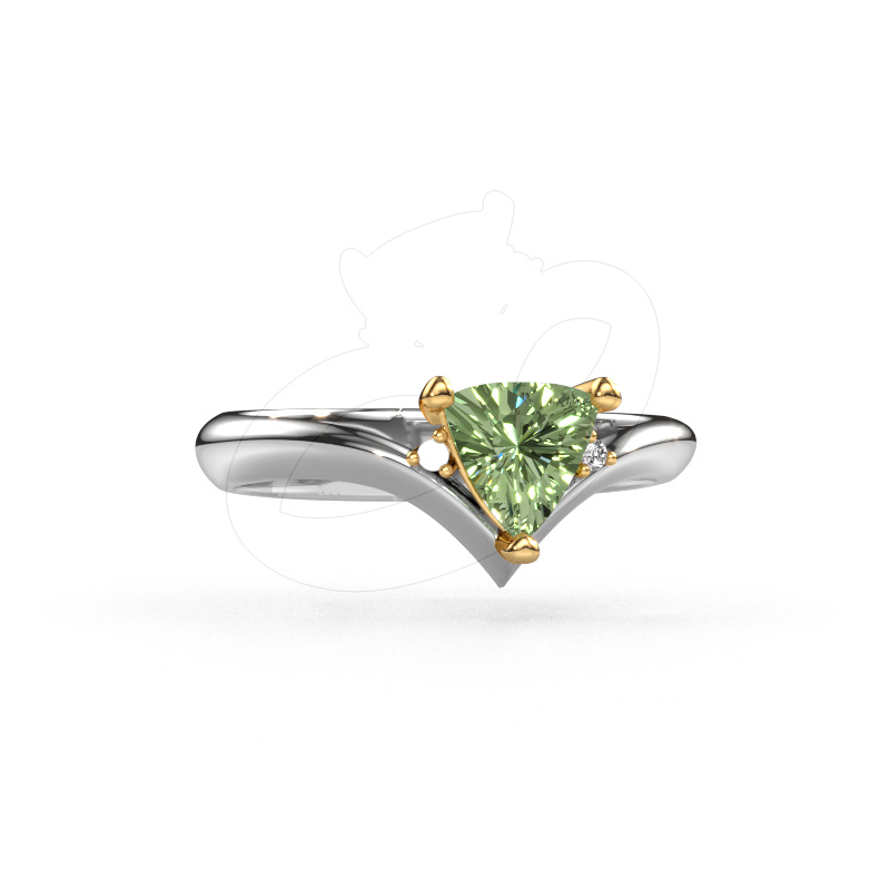 Image de Bague Arlette 585 or blanc Diamants synthétiques vert 7 mm