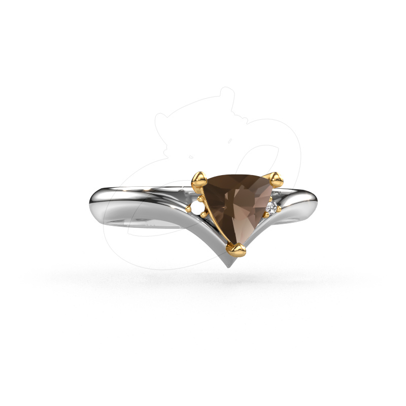 Image of Ring Arlette 585 white gold Smokey quartz 7 mm