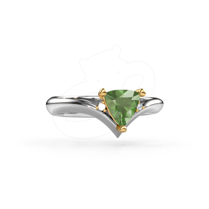 Image of Ring Arlette 585 white gold Tourmaline green 7 mm