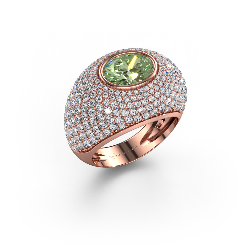 Bild von Ring Armida 585 Roségold Grüner Labor-Diamant 9x7 mm