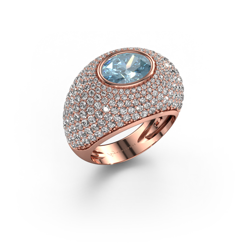 Image of Ring Armida 585 rose gold Blue lab grown diamond 9x7 mm