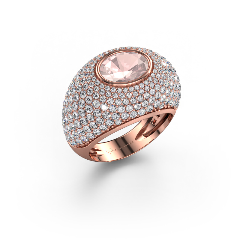 Image of Ring Armida 585 rose gold Morganite champagne 9x7 mm