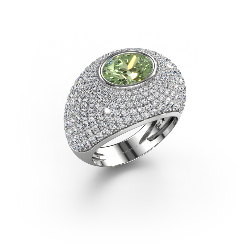 Bild von Ring Armida 950 Platin Grüner Labor-Diamant 9x7 mm