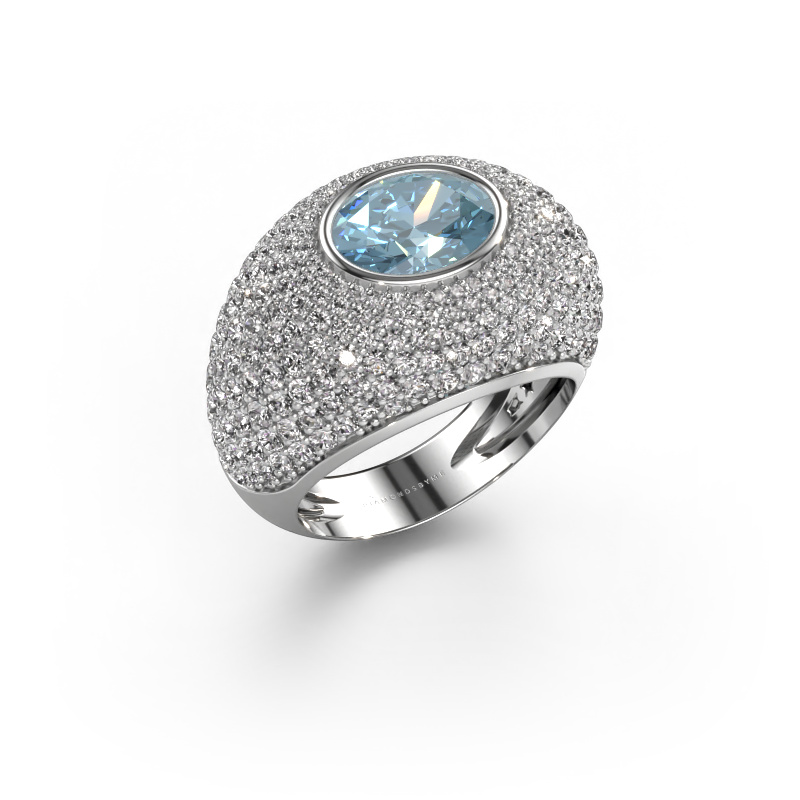 Image of Ring Armida 585 white gold Blue lab grown diamond 9x7 mm