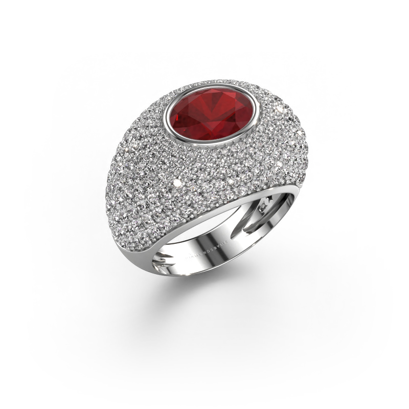 Afbeelding van Ring Armida 585 witgoud Robijn 9x7 mm