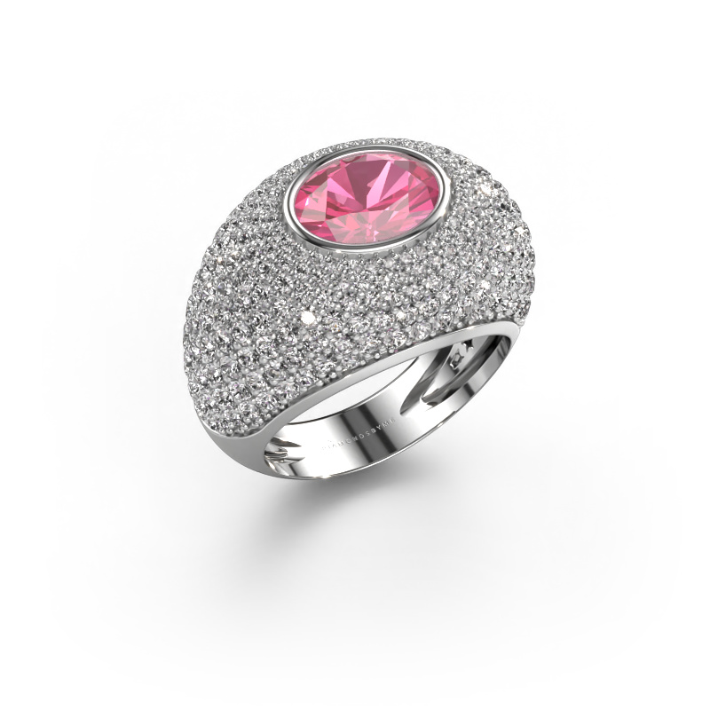 Image de Bague Armida 585 or blanc Saphir rose 9x7 mm