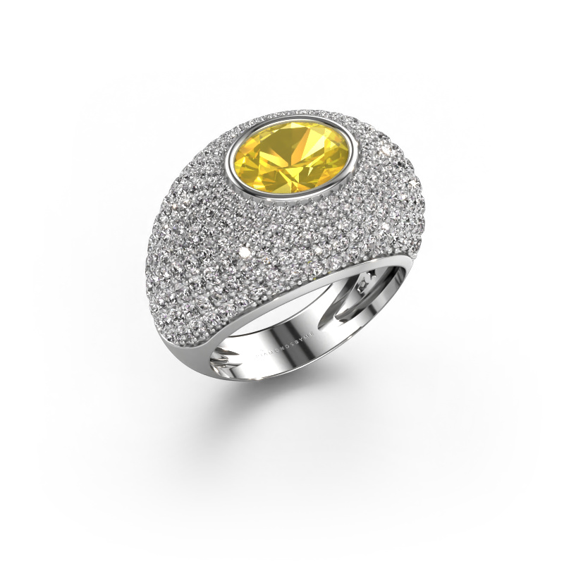 Image of Ring Armida 585 white gold Yellow sapphire 9x7 mm